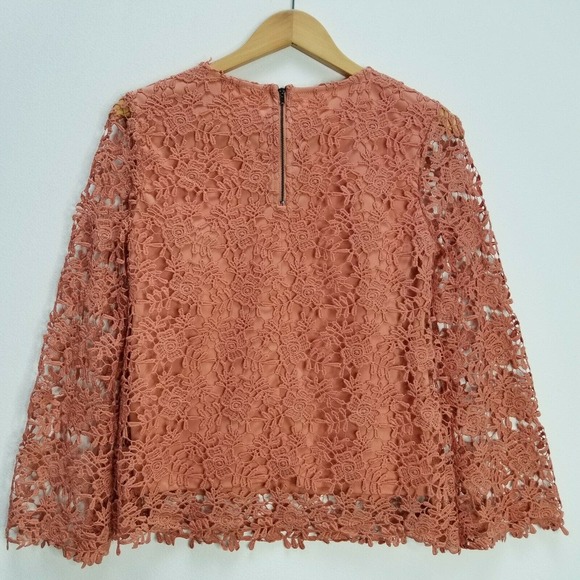 ADIVA NEW Romantic Crochet Lace Blouse Top Lined Orange Women's Size Small - Picture 7 of 12
